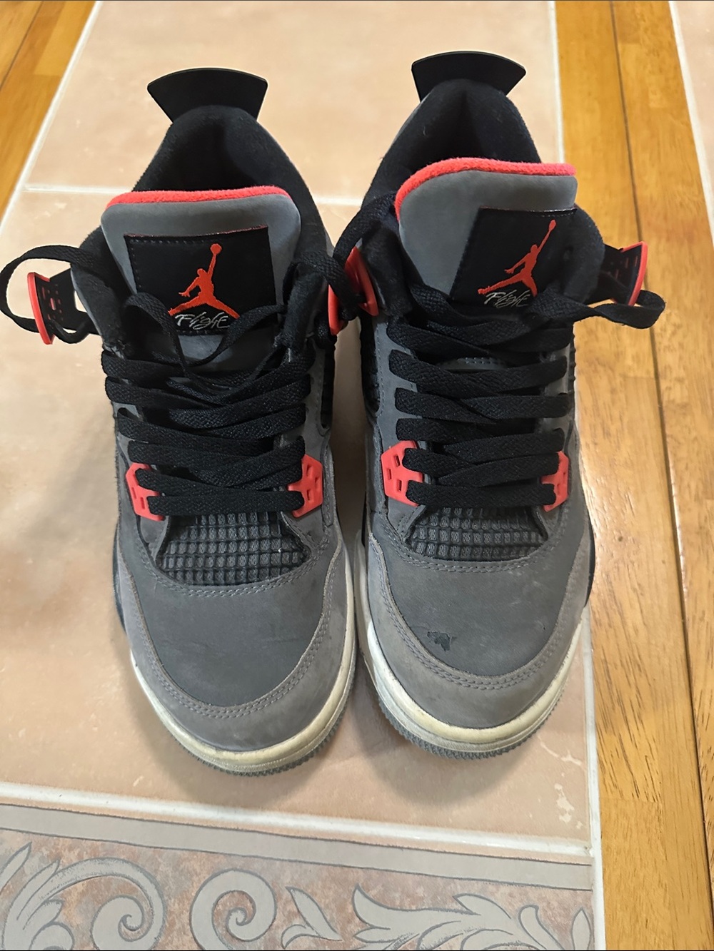 Jordan Men’s 4 Retro Sneakers - Gray and Red - Picture 2 of 11